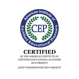 Sarah Loring de Garcia, Certified Educational Planner logo, Sarah Loring de Garcia, admissions consultant